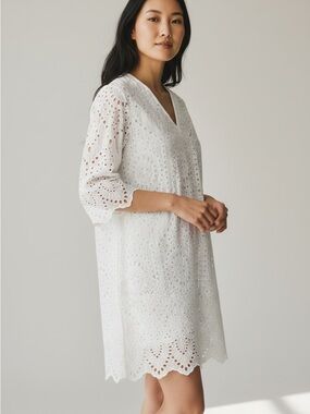Vanessa Zani Eyelet Dress White
